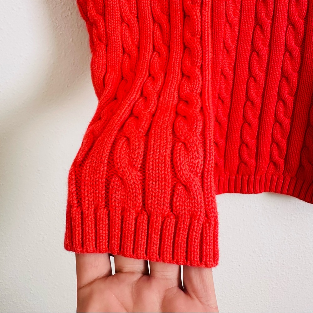 Vintage L.L.Bean Cable Knit Cardigan Sweater Salmon Color - Picture 7 of 8
